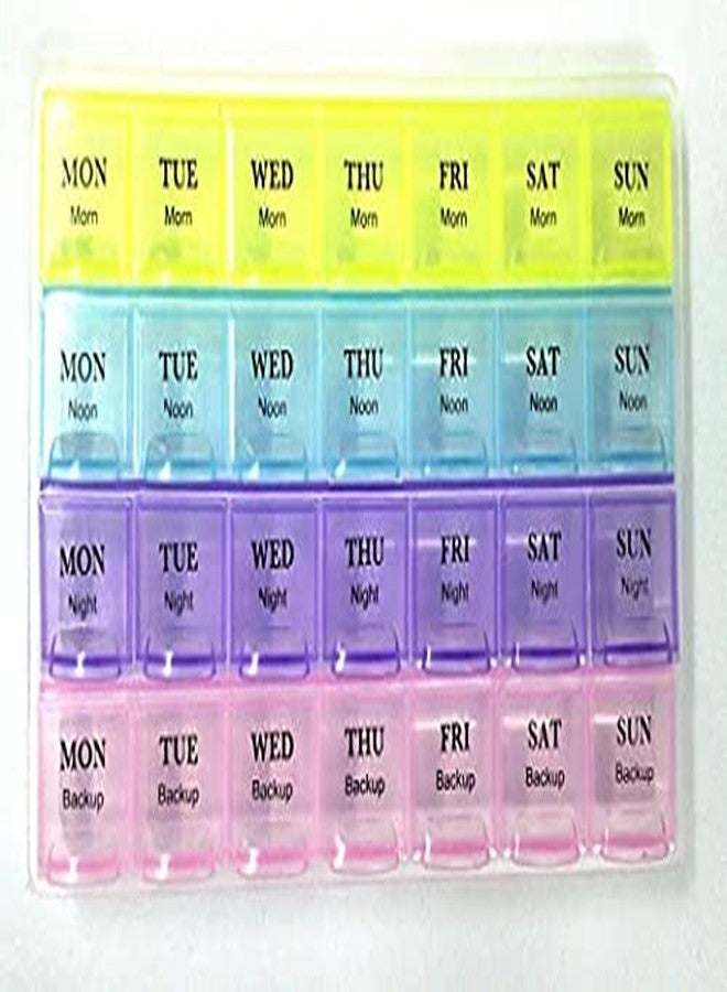 STAGER Pill Medicine Organiser Reminder Storage Box For 28 Days or 4 Weeks, Medicine Box - Multicolor (Pack Of 1). - Image 1